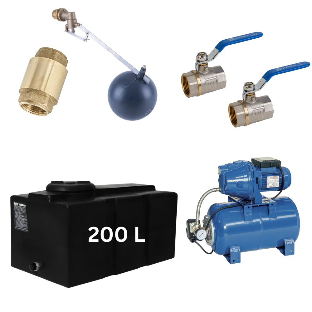 Kit „Eau potable 200L“ avec réservoir d’eau Loft Mavil (noir) et pompe hydrophore Speroni | Réservoirs d'eau potable |  |