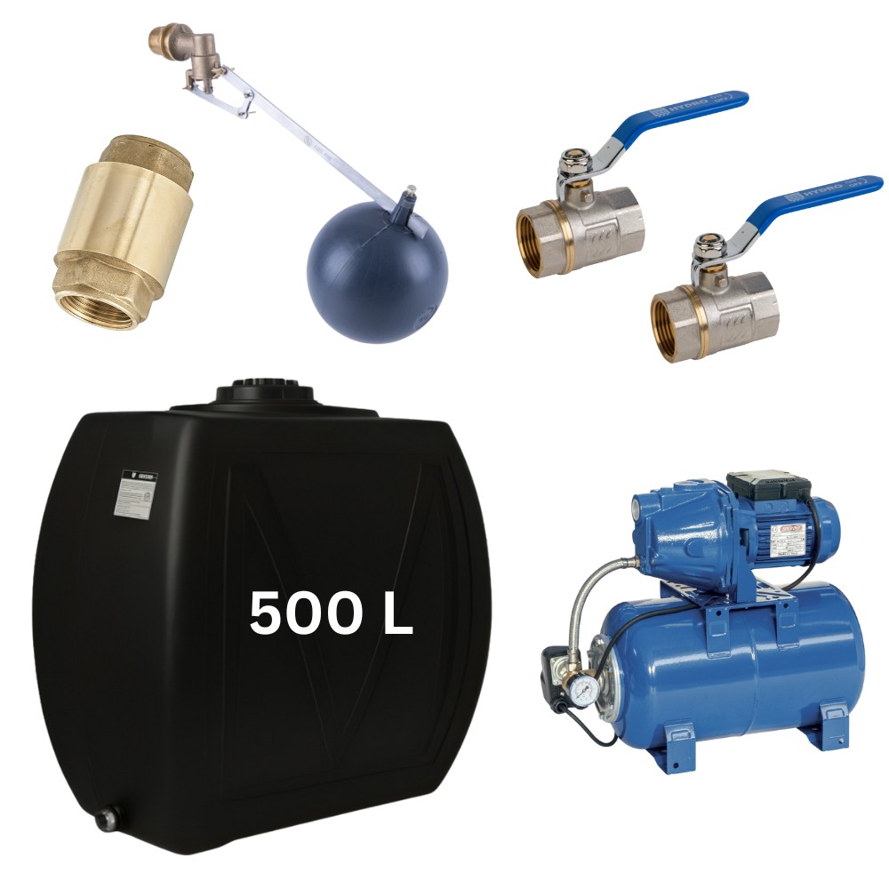 Kit „Eau potable 500L“ avec réservoir d’eau Narrow Mavil (noir) et pompe hydrophore Speroni | Réservoirs d'eau potable |  |
